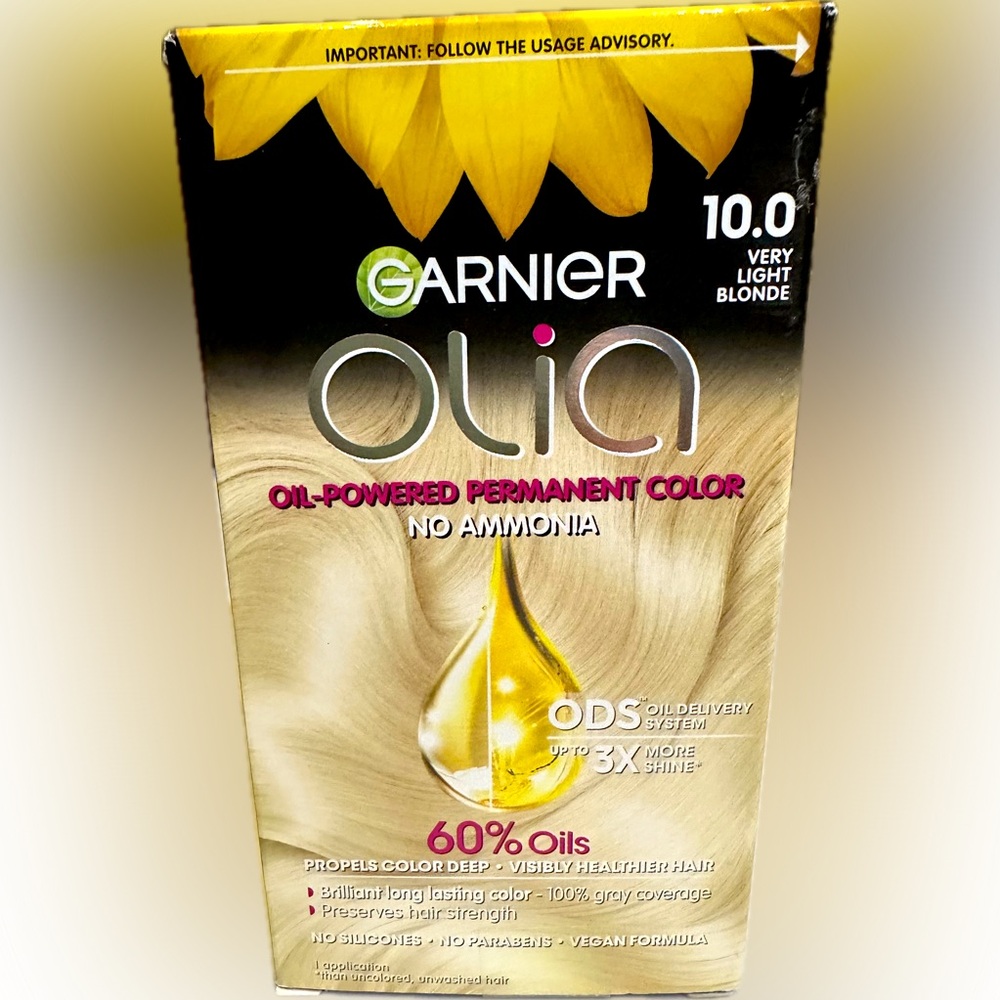 GARNIER OLIA 10.0 VERY LIGHT BLONDE OIL POWERED PERMANENT HAIR COLOR HIGHLIGHTS